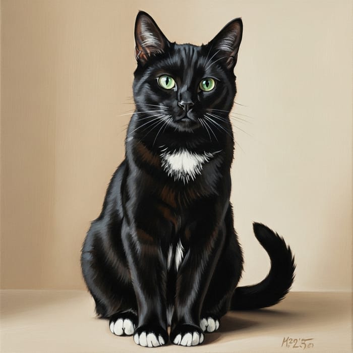 Graceful Black Cat Painting Graceful Black Cat Painting