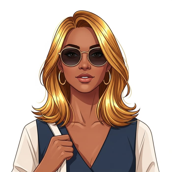 Dark Skin Woman with Golden Hair Illustration Dark Skin Woman with Golden Hair Illustration