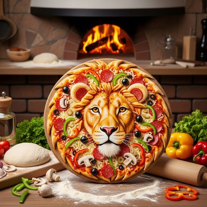 Lion Pizza: Creative Masterpiece Pizza with Crust Mane