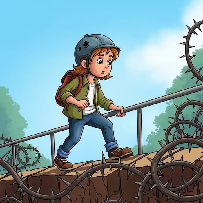 Courageous Kid Facing Thorns | Cartoon Adventure