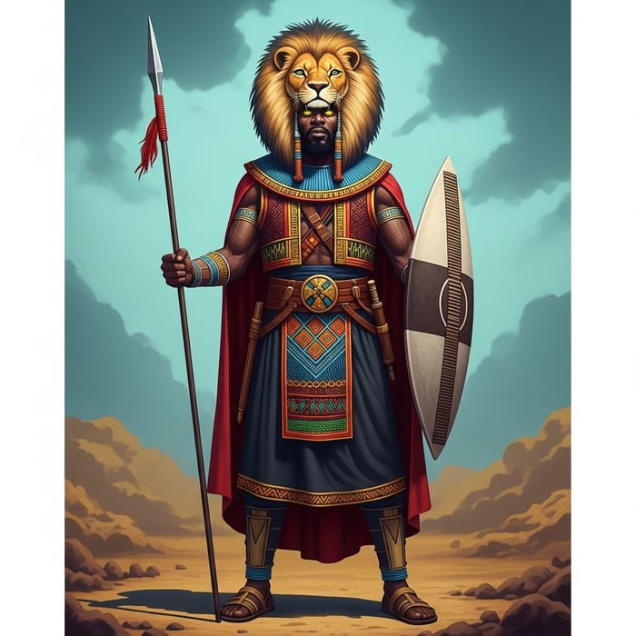 Afrofuturist Warrior: Bold Traditional-Futuristic Blend