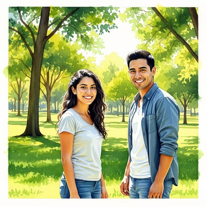 Hispanic Couple - Watercolor Painting Hispanic Couple - Watercolor Painting