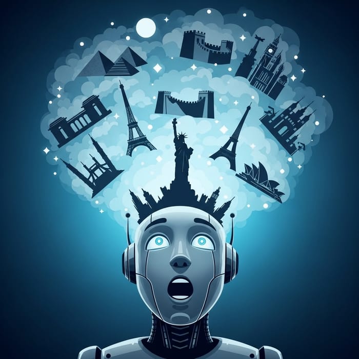 Robot's World Travel Dream: Imagining Global Adventures