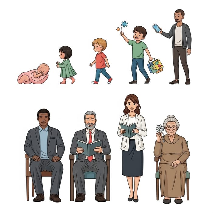 Human Growth Progression - Newborn to Elderly Diverse Experience Human Growth Progression - Newborn to Elderly Diverse Experience
