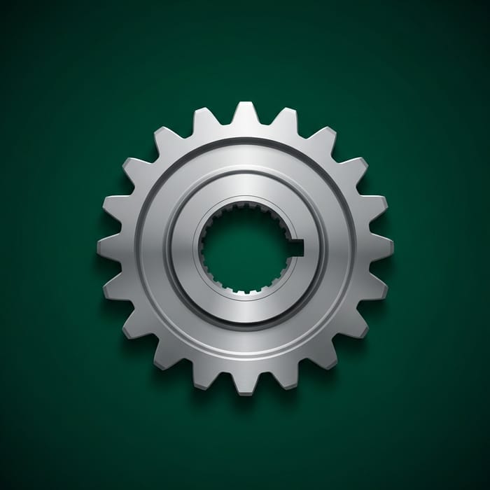Steel Gear on Vibrant Green Background
