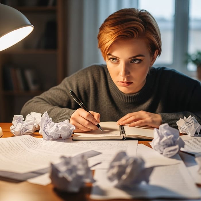 Red-Haired Female Writer with Green Eyes | Creative Hairstyle