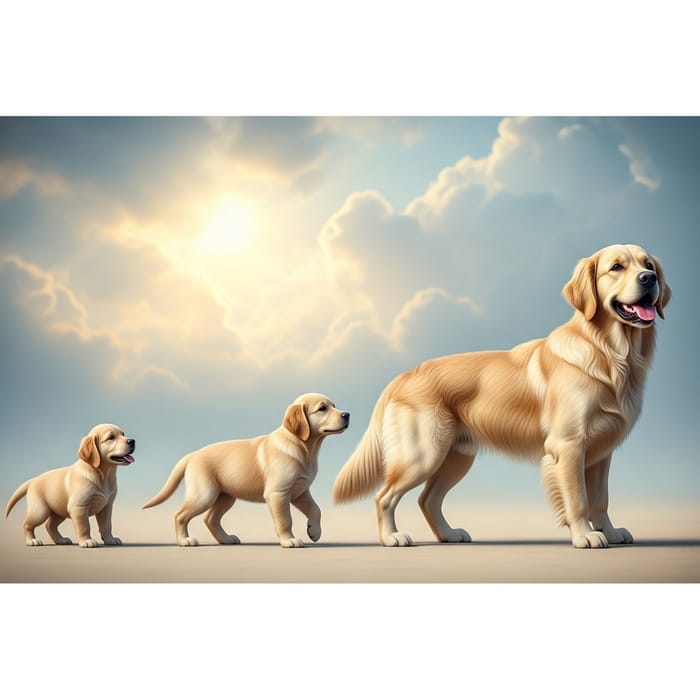 Surreal Golden Retriever Growth: Puppy to Majestic Adult Surreal Golden Retriever Growth: Puppy to Majestic Adult