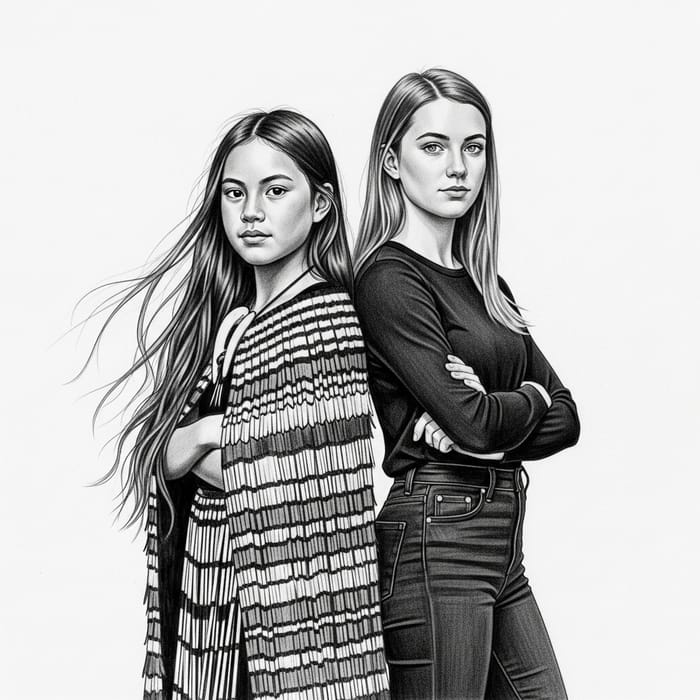 Cultural Fusion: Maori & British Girls Sketch