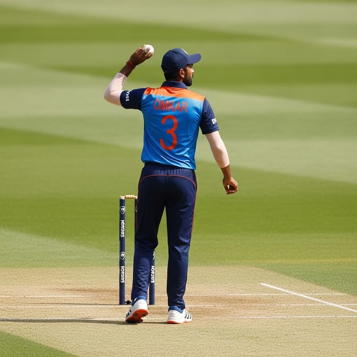 Omkar: Vibrant South Asian Cricketer in Action Omkar: Vibrant South Asian Cricketer in Action