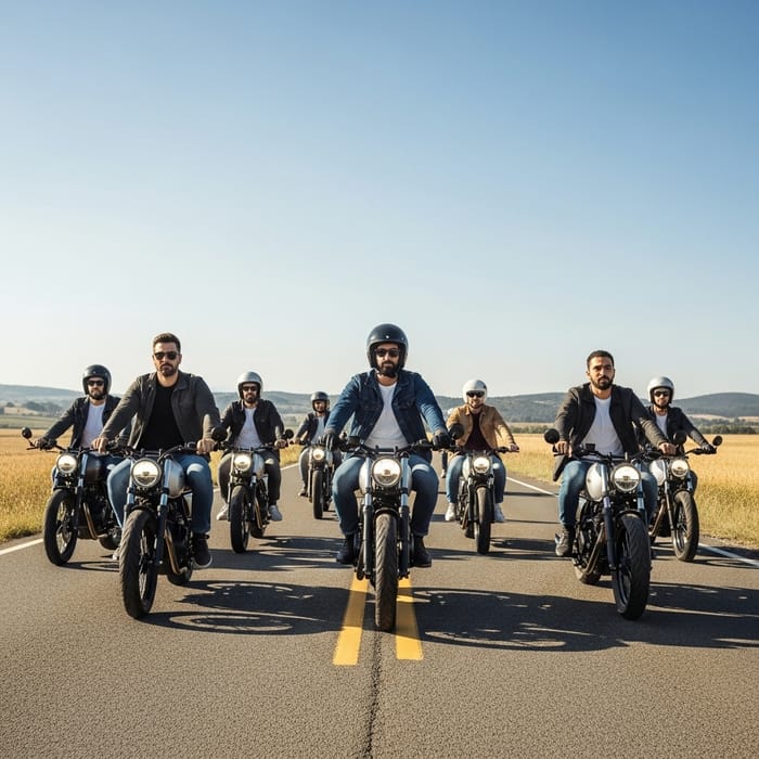 Diverse Group of Motorcyclists Riding on Open Road | Harley Davidson Bikes Diverse Group of Motorcyclists Riding on Open Road | Harley Davidson Bikes