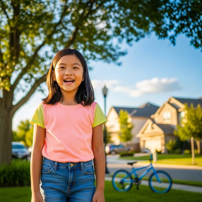 Adorable Asian Girl Jiang Yun at 8 Under Bright Sunlight Adorable Asian Girl Jiang Yun at 8 Under Bright Sunlight