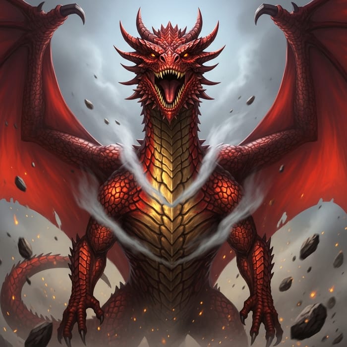 Hideous Red Dragon: Terrifying Beast