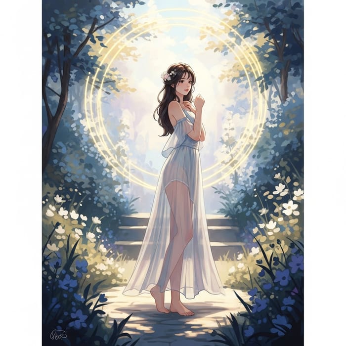 Dreamy Digital Painting of Natural Beauty in Sunlit Garden Dreamy Digital Painting of Natural Beauty in Sunlit Garden