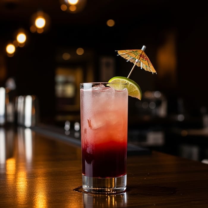 Vibrant Cocktail Presentation with Lime and Umbrella