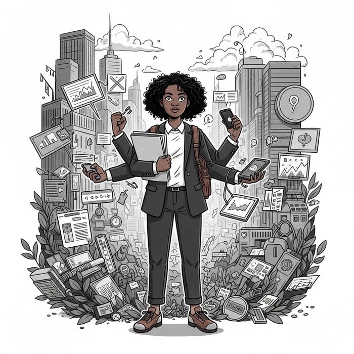 Thriving Motivation Amidst Chaos - Empowering Illustration Thriving Motivation Amidst Chaos - Empowering Illustration