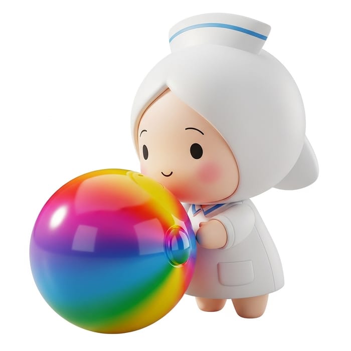 Cute Baymax Chibi Playing with Colorful Watercolor Ball Cute Baymax Chibi Playing with Colorful Watercolor Ball