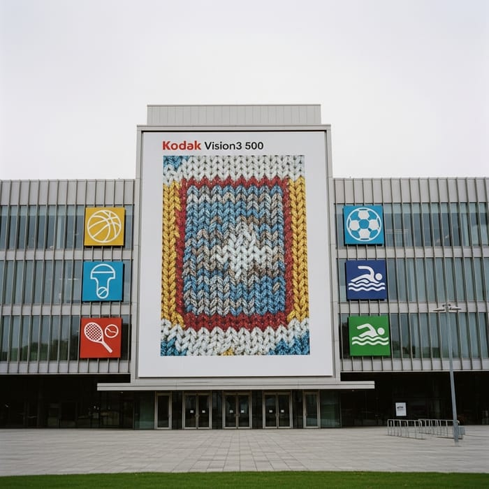 Knitted Wall Poster Mockup at Modern Sports Complex Knitted Wall Poster Mockup at Modern Sports Complex