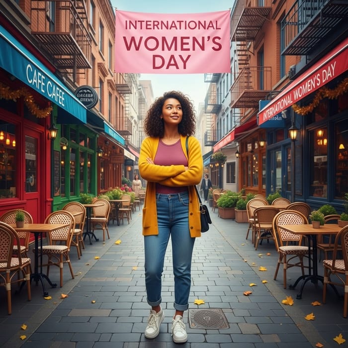 Celebrate International Women's Day with Young Woman at Café