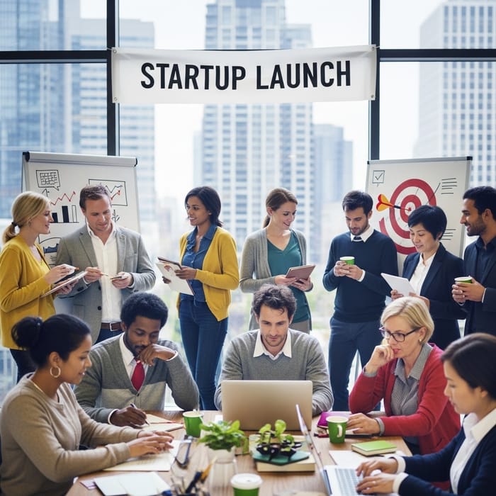 Starting a Business: Vibrant Setting with Diverse People Starting a Business: Vibrant Setting with Diverse People