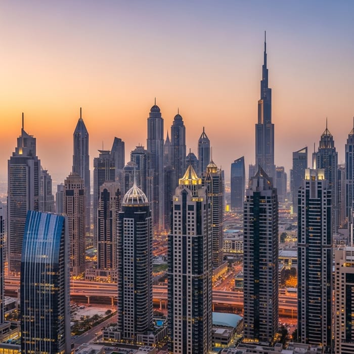 Elegant Dubai Skyline: Realistic View of Architectural Majesty Elegant Dubai Skyline: Realistic View of Architectural Majesty