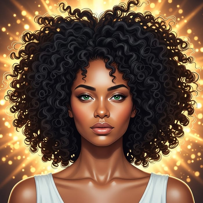 Stunning Portrait of a Brown Woman with Big Curls Stunning Portrait of a Brown Woman with Big Curls