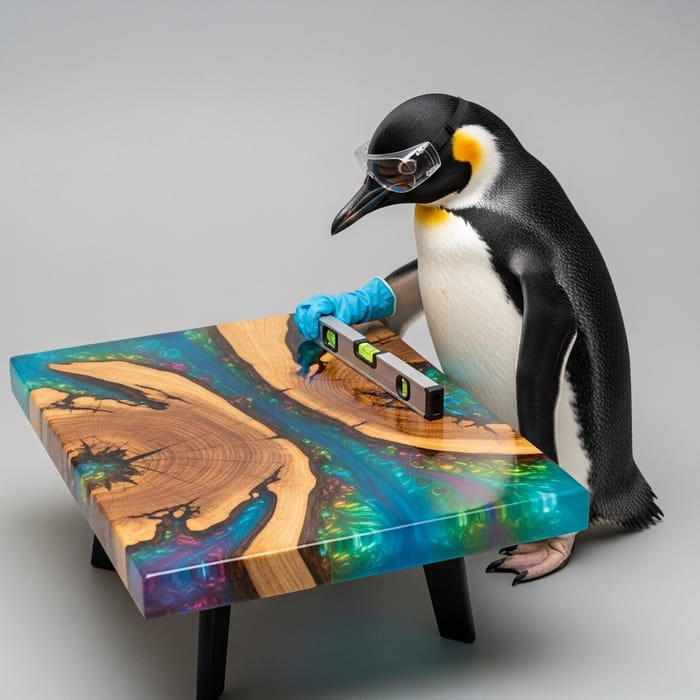 Penguin Crafting Dazzling Epoxy Resin Table