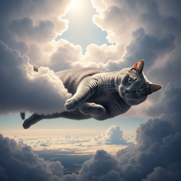 Grey Cat in the Clouds