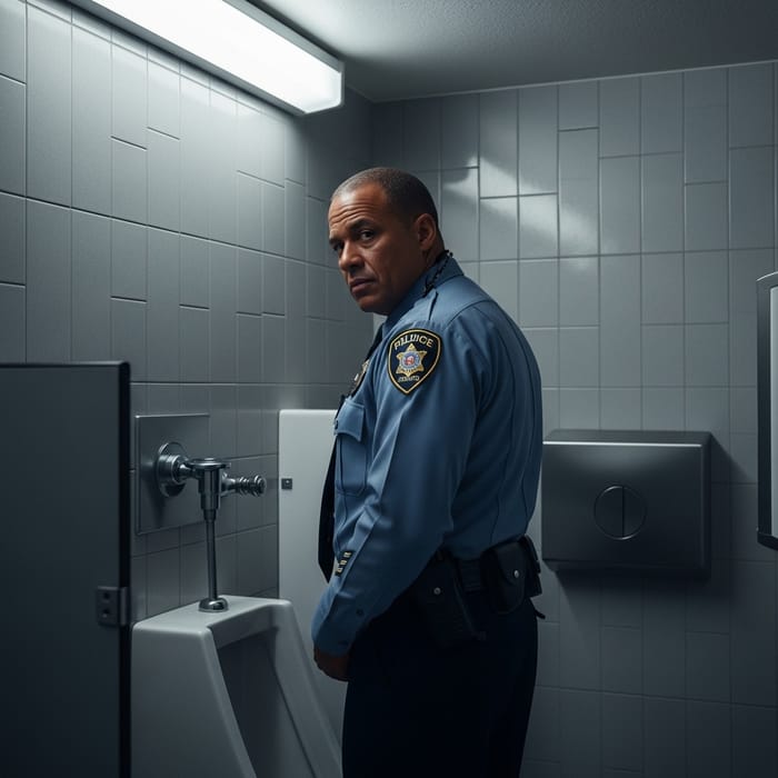 Middle-Aged Traffic Officer with Copper-Toned Skin
