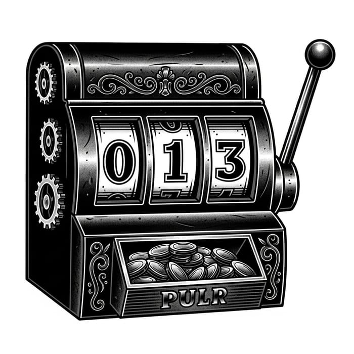 Solid Black Slot Machine Tattoo with 013 Number Design Solid Black Slot Machine Tattoo with 013 Number Design