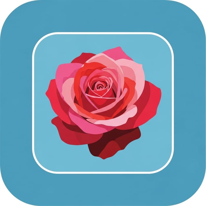 Rose Flower Icon - Bright Red/Pink Bloom