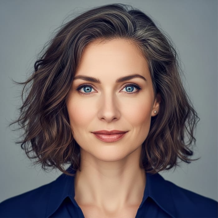 Portrait of Serene 36-Year-Old Woman with Blue Eyes Portrait of Serene 36-Year-Old Woman with Blue Eyes