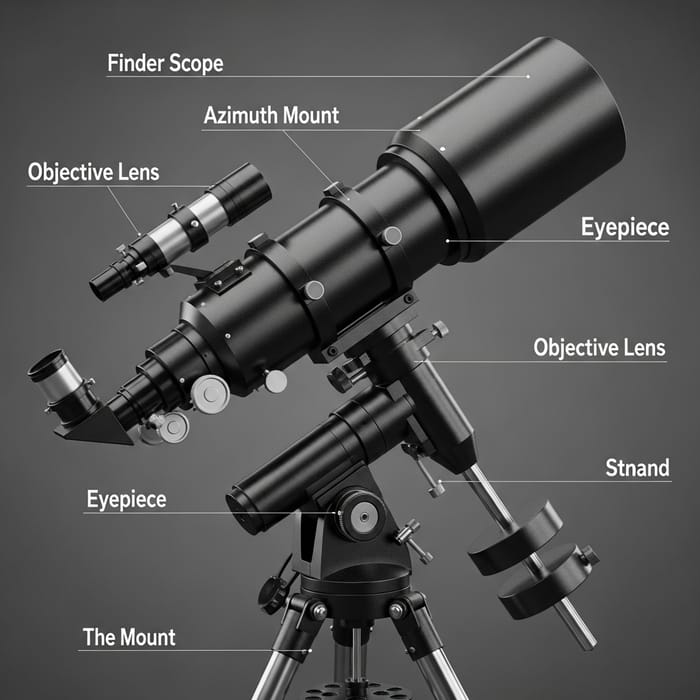 Explore Telescope Parts: Azimuth Mount, Objective Lens, & More Explore Telescope Parts: Azimuth Mount, Objective Lens, & More