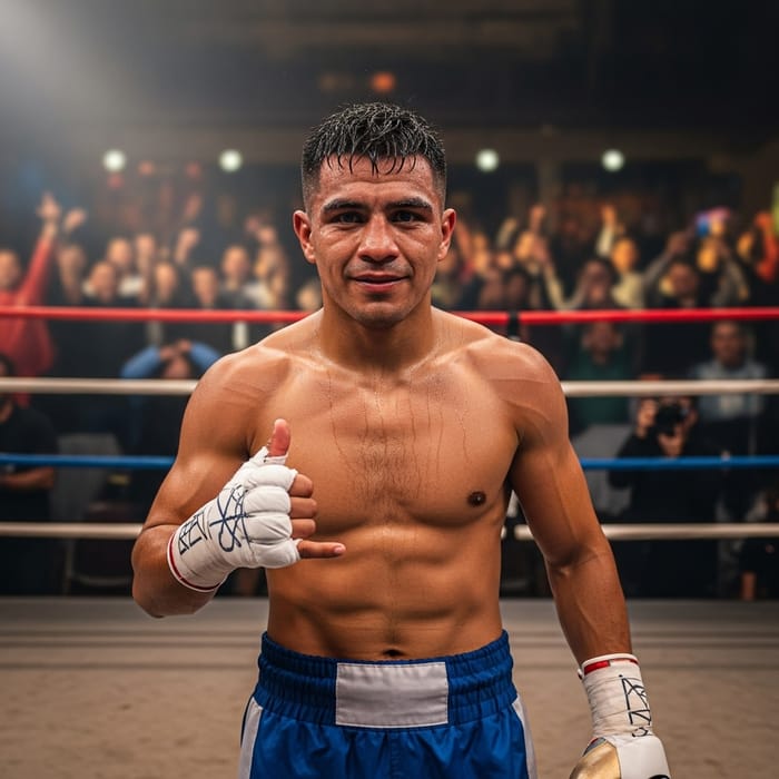 Hispanic Boxer Thumbs Up Gesture | White Gloves