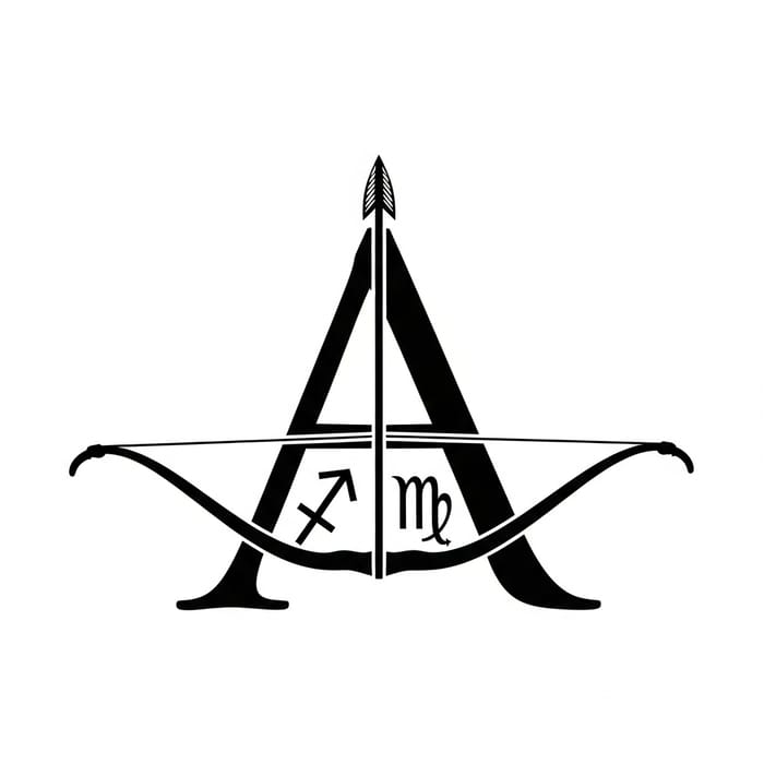 Creative Design of the Letter 'A' with Sagittarius Symbol Creative Design of the Letter 'A' with Sagittarius Symbol