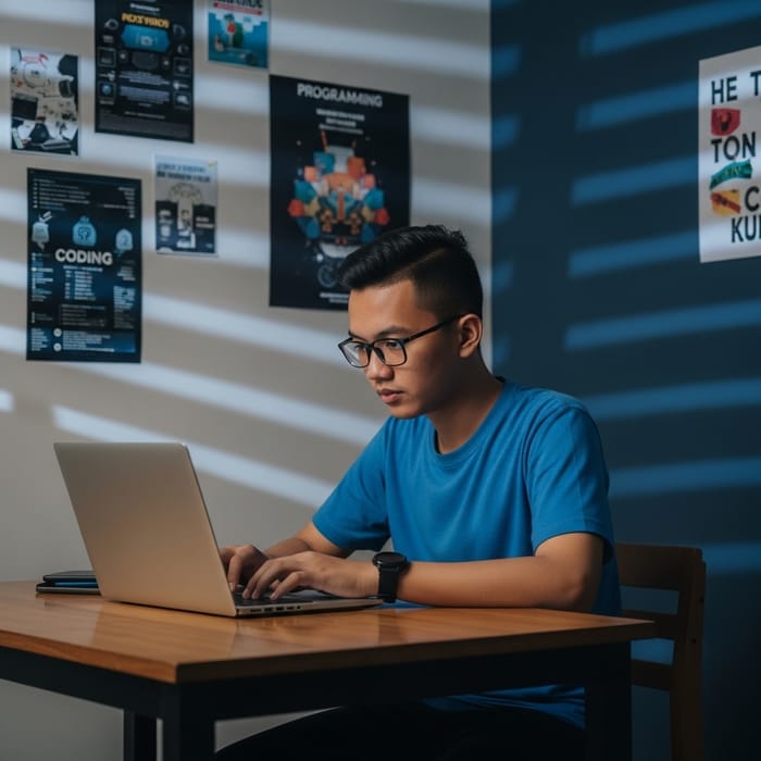 Indonesian Student Focused on Coding and Learning