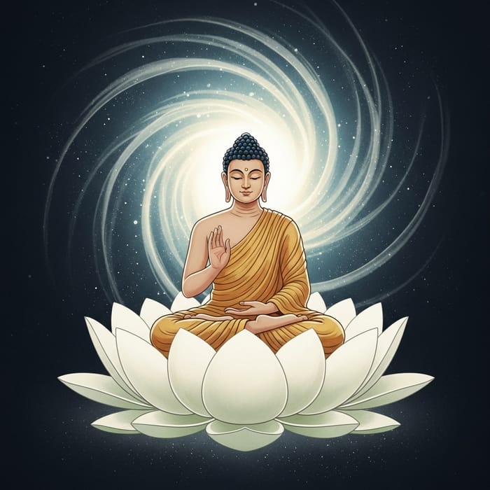 Serene Buddha Meditation on Lotus - Whimsical Watercolor Art Serene Buddha Meditation on Lotus - Whimsical Watercolor Art