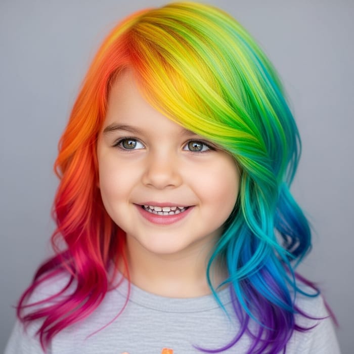Kid with Rainbow Hair: Joyful & Colorful Child Portrait Kid with Rainbow Hair: Joyful & Colorful Child Portrait