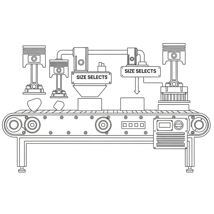 Simple Conveyor Belt Design with Pistons & Size Selectors