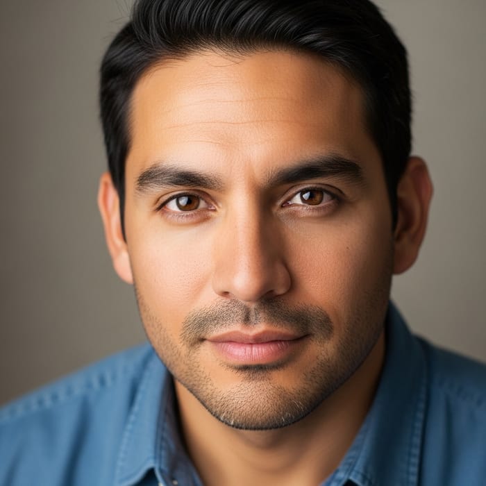 Hispanic Male Portrait | Mid-Thirties, Warm Brown Eyes & Charm