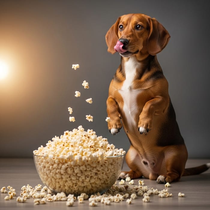 Cheerful Dog Eating Popcorn: A Heartwarming Moment Cheerful Dog Eating Popcorn: A Heartwarming Moment