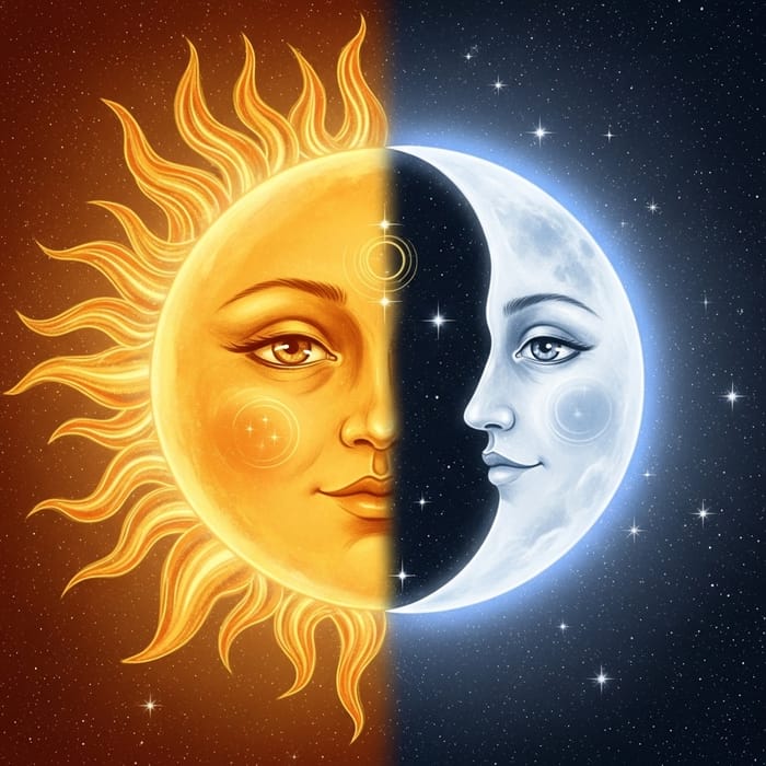 Sun and Moon Wallpaper Art - Celestial Harmony Illustration