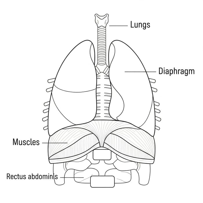 Monochromatic Respiratory System Diagram - Anatomy Study