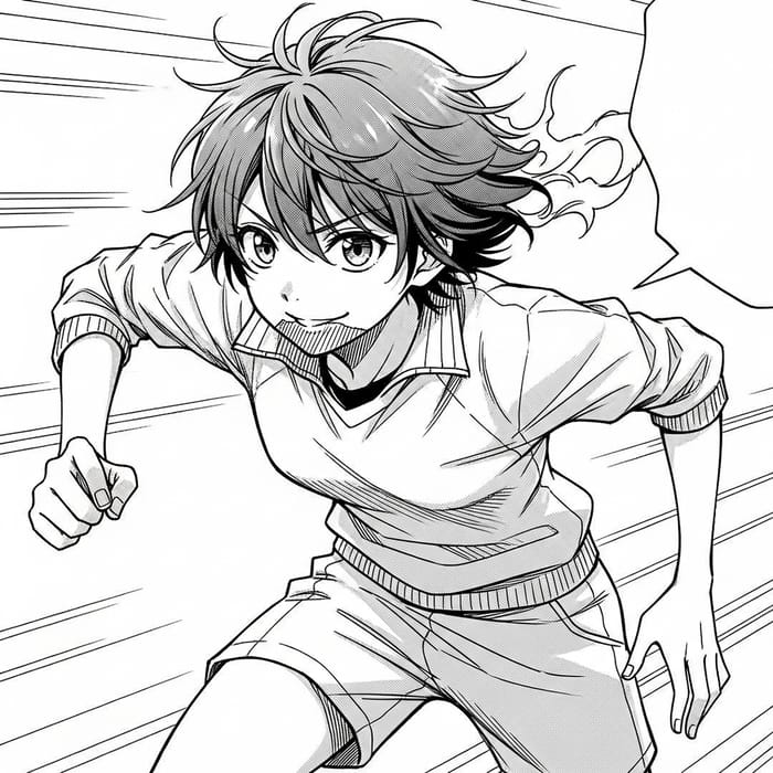 Anime Style Illustration of Boyish High School Athlete Anime Style Illustration of Boyish High School Athlete