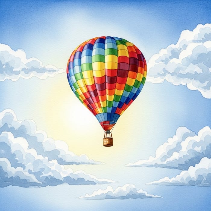 Watercolour Hot Air Balloon Painting