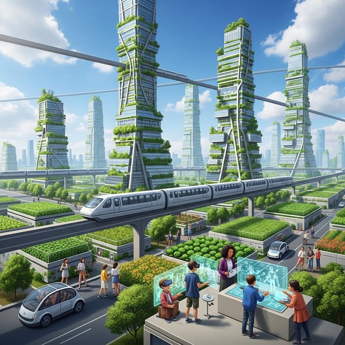 Future Technology in Green Skyscraper City Future Technology in Green Skyscraper City