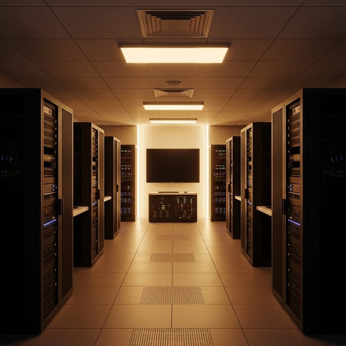 Sleek and Modern Server Room Design for Tech Presentations