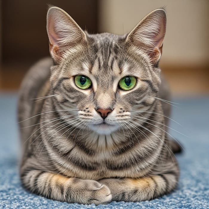 Adorable Grey Domestic Cat - Stunning Portrait