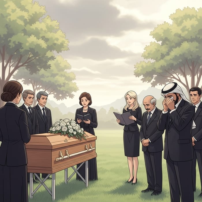 Comforting Funeral Scene in Soft Hues