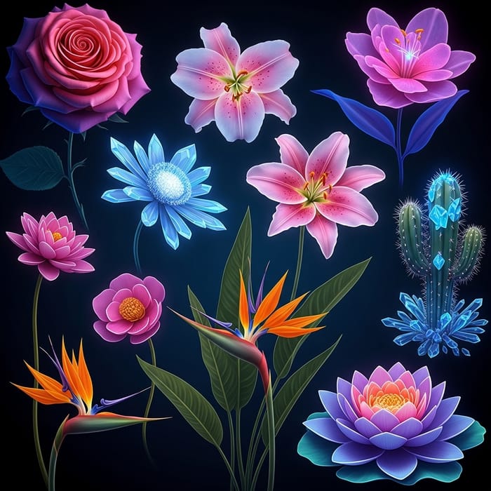 Abstract Flowers: Dreamlike Variety of Species