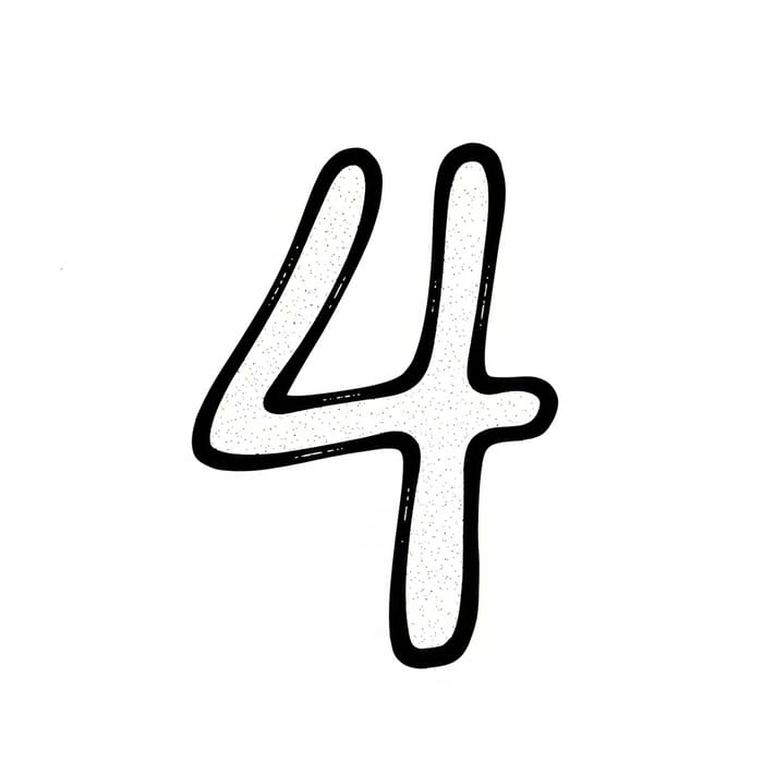 Handwritten Number 4 Ink Scanned | Organic Quality Handwritten Number 4 Ink Scanned | Organic Quality